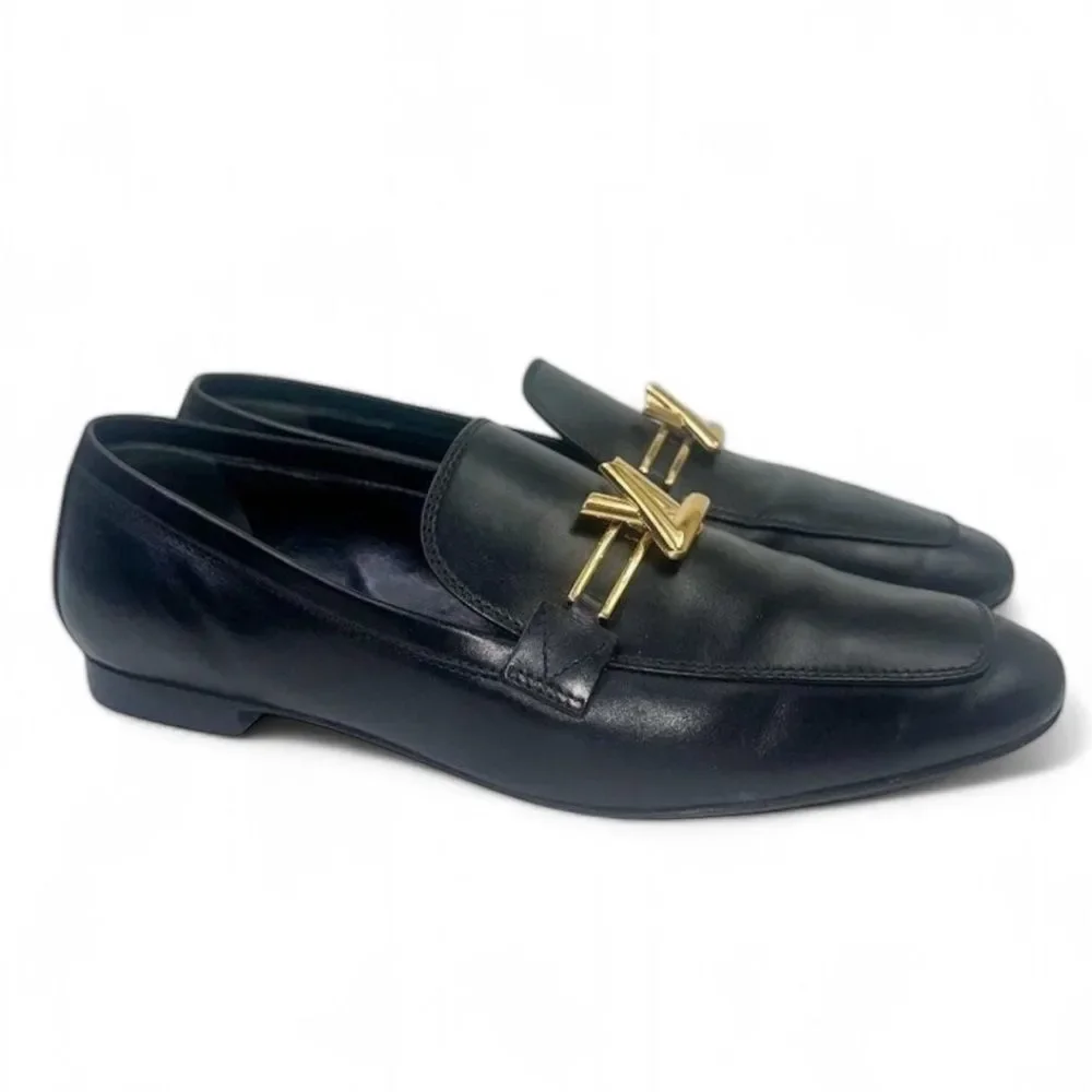 Authentic LOUIS VUITTON Women's Black LV Logo Upper Case Loafers Size EU…